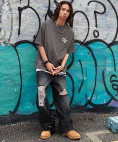 WEGO 【ユニセックス着用ITEM/SMLサイズ展開】ヴィンテージライクグラフィックT（SS）