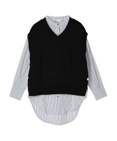 CRAFT STANDARD BOUTIQUE 【洗える】ニットベスト+バンドカラーシャツ-SET