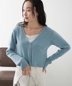 WEGO カラーリブショートカーデ