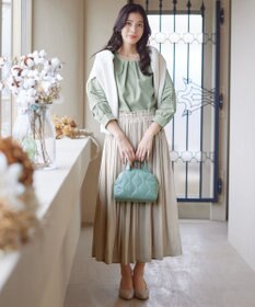 Tiaclasse L 【洗える】袖レースはさみこみシャツ