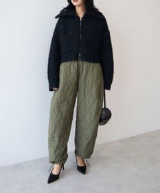 Green Parks フロントジップビックカラーニットブルゾン