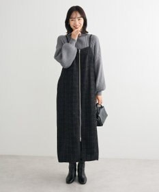 Green Parks フロントＺＩＰツイードキャミワンピース