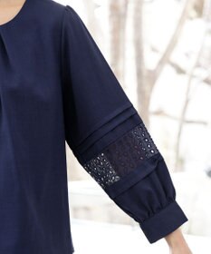 Tiaclasse L 【洗える】袖レースはさみこみシャツ