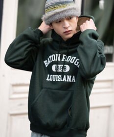 WEGO 【ユニセックス着用ITEM/裏起毛】カレッジロゴボアパーカー