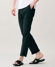 JOSEPH ABBOUD 【ウエストも伸びる夏パンツ!/ストレッチ/軽量/Eco撥水/オーガニックコットン使用】マイクロピケストレッチ パンツ ダークグリーン系