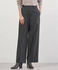 J.PRESS LADIES S シャンブレー2wayストレッチ ワイド ストレート パンツ