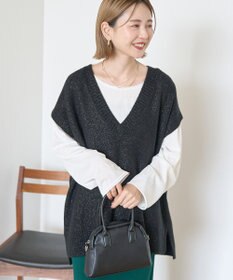 AMERICAN HOLIC ラメ入りＶネックニットベスト