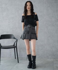 WEGO ベルト付デニムプリーツスカパン