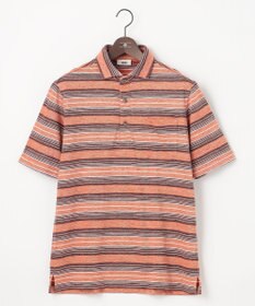 JOSEPH ABBOUD 【キングサイズ・吸水速乾】リネンマルチボーダー ポロシャツ