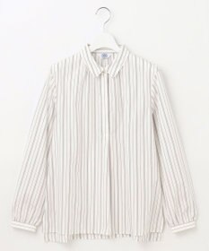 J.PRESS LADIES L 【洗える】ランダムストライプ シャツカラー ブラウス