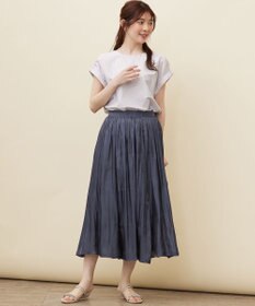 ANY SIS S 【洗える】シルケットストライプフレンチスリーブ カットソー