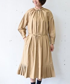 muuc 〈オーガニックコットン〉〈コットンブロード生地〉〈カラーにより異なる生地〉〈通年着られる〉コットン裾プリ ーツ 前開き ワンピース