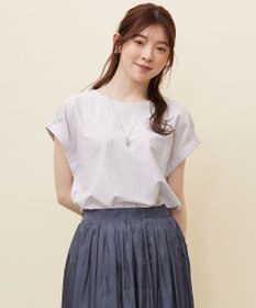 ANY SIS S 【洗える】シルケットストライプフレンチスリーブ カットソー