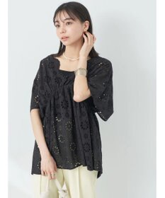 earth music&ecology コットンレースＶネックブラウス