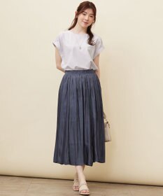 ANY SIS S 【洗える】シルケットストライプフレンチスリーブ カットソー