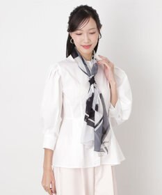 MOONBAT 【シルク100%】FURLA (フルラ) アーチロゴ 幾何学柄 シルクシフォンプリントスカーフ 150cm×35cm 手洗い可能