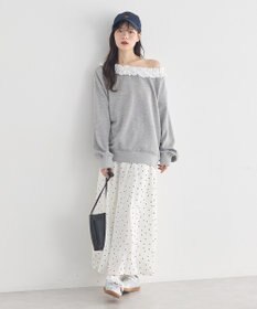 earth music&ecology フリルオフショルウラケスウェット