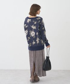 earth music&ecology フラワージャガードラメシャギーカーディガン