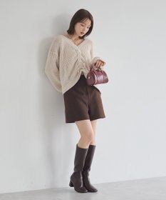 earth music&ecology フロントシャーリングニットプルオーバー