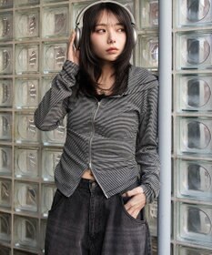 WEGO サイドリボンカットジップパーカー