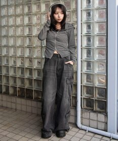 WEGO サイドリボンカットジップパーカー