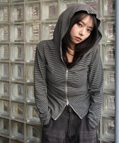 WEGO サイドリボンカットジップパーカー