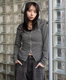 WEGO サイドリボンカットジップパーカー