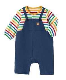 MIKI HOUSE HOT BISCUITS 【70-80cm】オーバーオール重ね着風 7分丈カバーオール