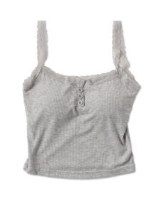 WEGO 【カップ付きインナー】パット付きフロントボタンレースキャミ