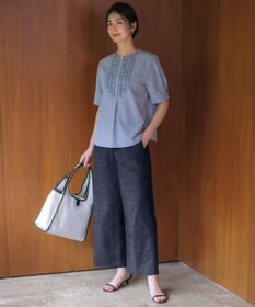 J.PRESS LADIES ソフトシャンブレー ストレートパンツ