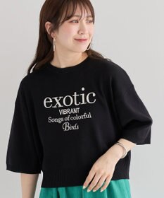 Green Parks ・ＥＬＥＮＣＡＲＥ　ＤＵＥ　ロゴ刺繍６分袖ニット