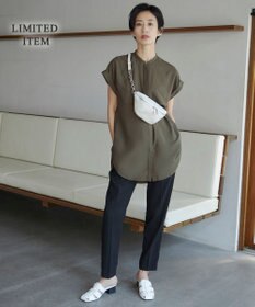 ICB 【洗える】ヌーディスローン  バンドカラーブラウス