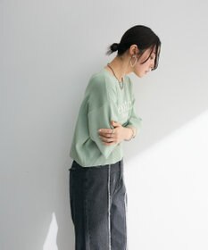 Green Parks ・ＥＬＥＮＣＡＲＥ　ＤＵＥ　ロゴ刺繍６分袖ニット