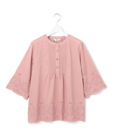 J.PRESS LADIES 【洗える】セルロースライト刺繍 ピンタック ブラウス