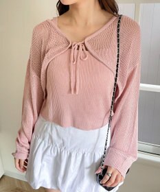 WEGO アンサンブルメッシュリボンカーディガン