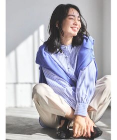 Green Parks パール釦ストライプシャツ