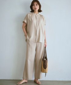 23区 リネンライクグロッシー バンドカラー ブラウス