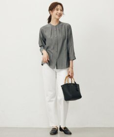 J.PRESS LADIES L 【洗える・速乾・接触冷感】リライムライトローン バックフレア ブラウス