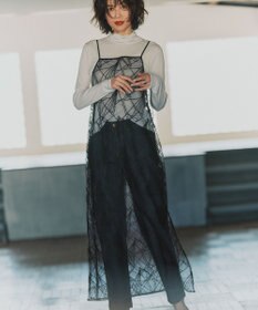 23区 【見上愛さん着用】刺繍レース キャミソールワンピース ブラック系