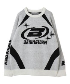 WEGO 配色スポーツグラフィックフラッフィーニットプルオーバー