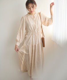 Feroux 【洗える】フラワープリントドロスト ワンピース