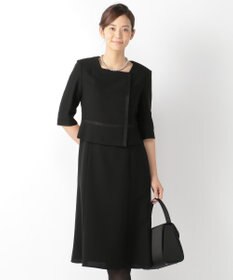 自由区 FORMAL 【ウォッシャブル対応】ドビーボーダーリボン ジャケット+ワンピース