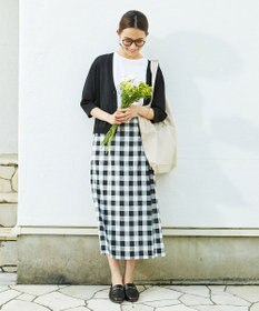J.PRESS LADIES 【洗える】BEZコットンリネンブロックギンガム スカート