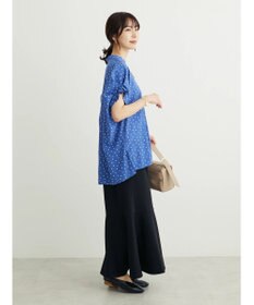 Green Parks ドット柄タックスリーブブラウス