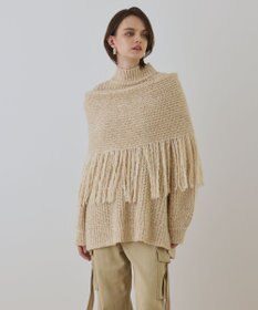 GRACE CONTINENTAL フリンジケープニットトップ