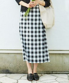 J.PRESS LADIES 【洗える】BEZコットンリネンブロックギンガム スカート