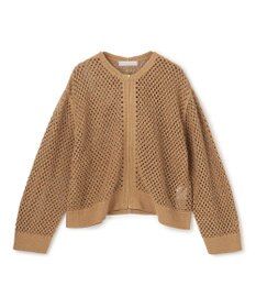 UNFILO クロシェレースニット ZIPカーディガン キャメル