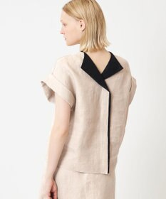 BEIGE， CHESTNUT / ノーカラーブラウス