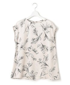 23区 【洗える】ラインフラワープリント フレンチスリーブ ブラウス