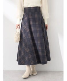 earth music&ecology バックレースアップチェックスカート